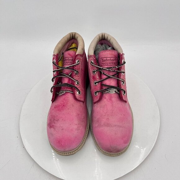 Timberland 22367 Nelli Women Size 7.5M Pink Nubuck Waterproof 4 Eye Chukka Boot - Picture 3 of 12